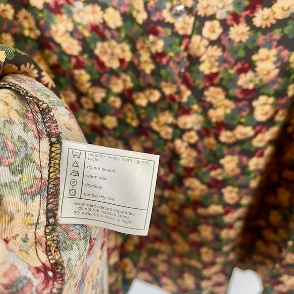 Vintage Laura Ashley Silk Floral Print Button Down Tie Skirt - Picture 4 of 9